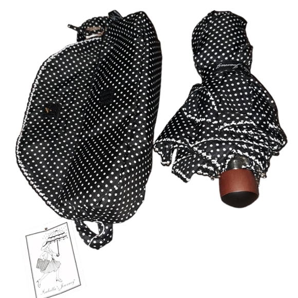 isabella's journey Other - Isabella’s Journey‎ vintage umbrella and bag black polka dot